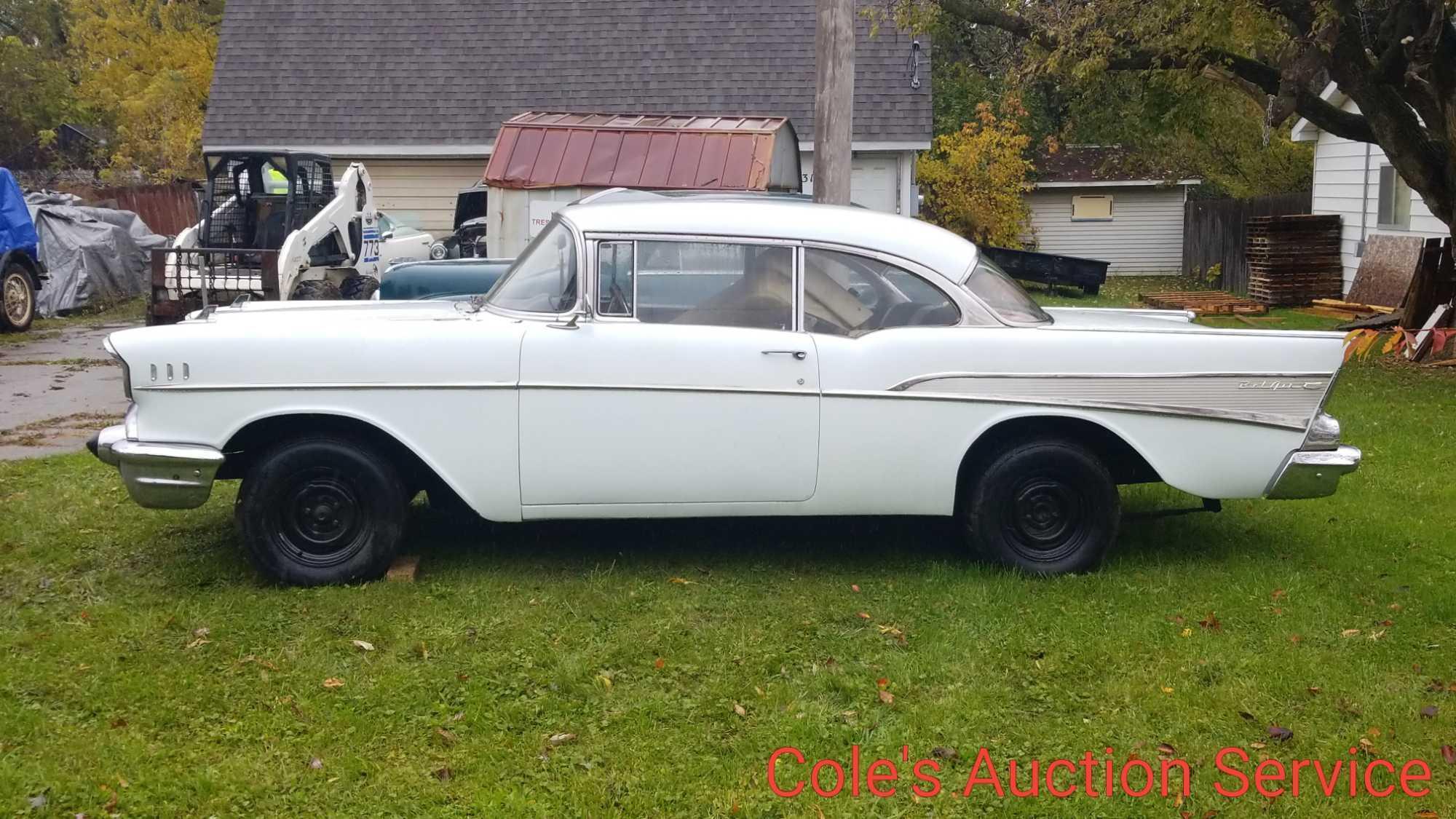 1957 Chevrolet Belair 2 door rolling chassis. Complete car minus engine and transmission, ready for