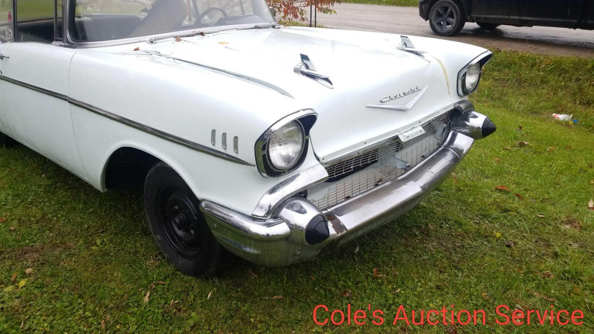 1957 Chevrolet Belair 2 door rolling chassis. Complete car minus engine and transmission, ready for