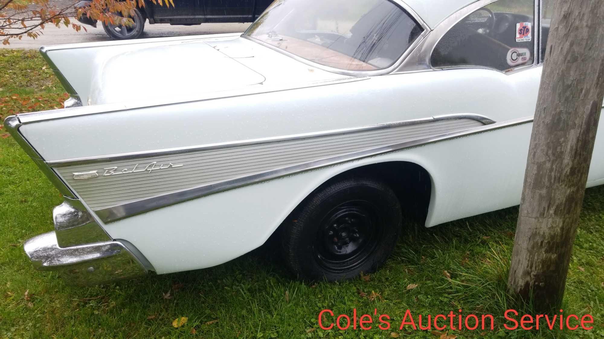 1957 Chevrolet Belair 2 door rolling chassis. Complete car minus engine and transmission, ready for