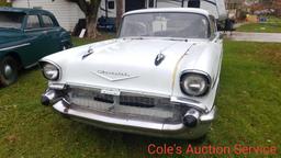 1957 Chevrolet Belair 2 door rolling chassis. Complete car minus engine and transmission, ready for