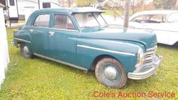 1949 Plymouth deluxe 4 door. Features 6 cylinder Flathead engine with automatic transmission. Ran