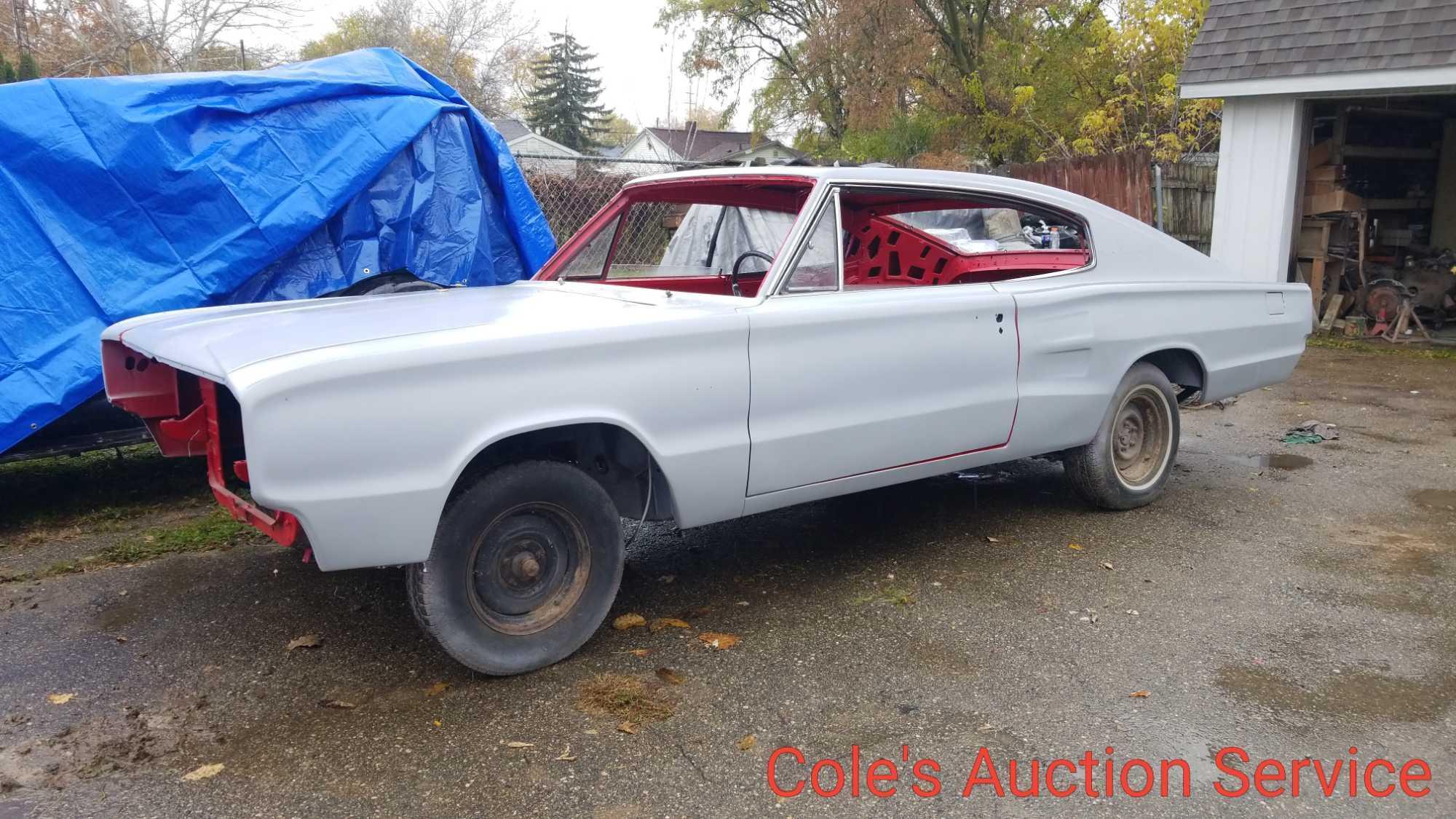 1966 grey primer charger. Full restoration started but not finished. Rare 3 speed on the column with