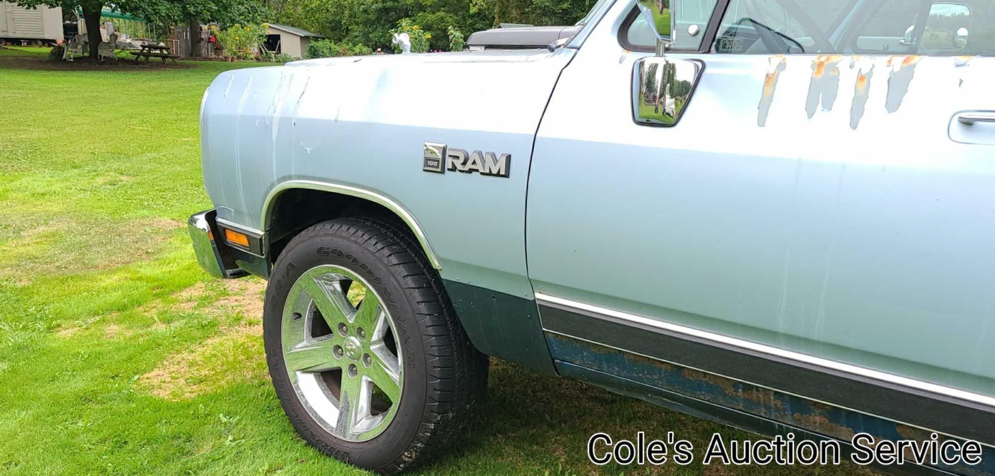 1989 Dodge Ram 100 pickup truck. Nice original truck with approximately 84,000 miles. 318 V8 engine