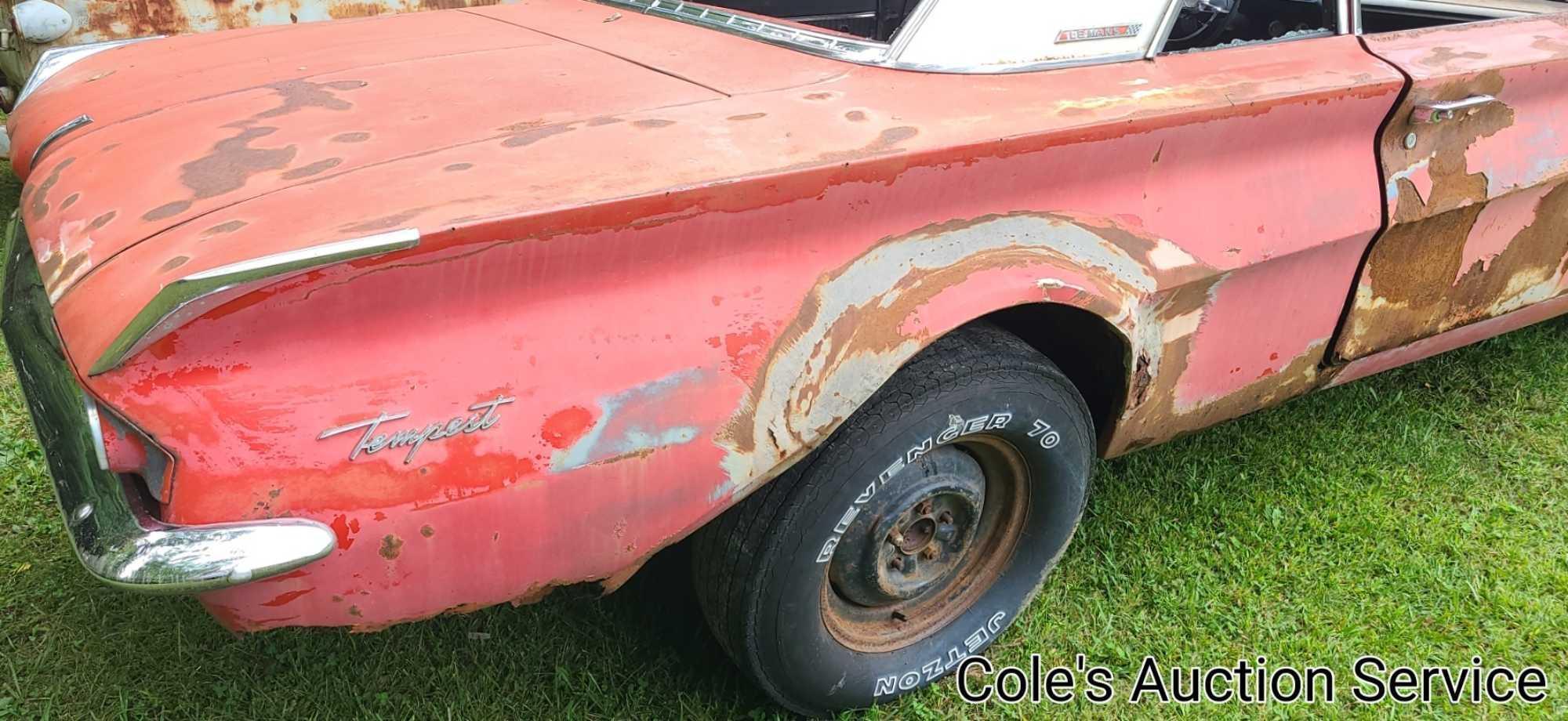 Rare 1962 Pontiac LeMans Tempest hot rod. No title and in need of restoration. Features a 231cu V8