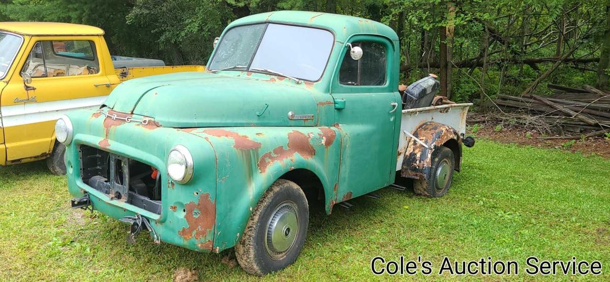 1953 Chrysler Fargo pickup truck. Includes a modern Chevy 350 engine, manual transmission, powder