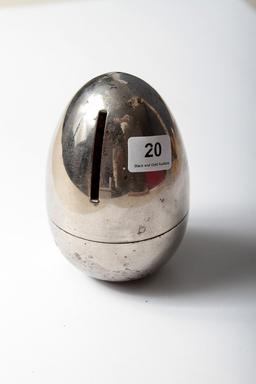 Chrome plated advertising egg bank