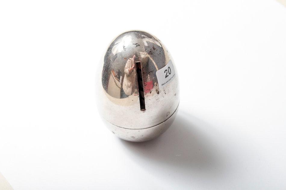 Chrome plated advertising egg bank