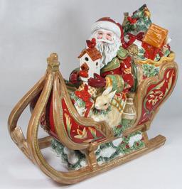 Fitz & Floyd Santa on Sleigh Cookie Jar