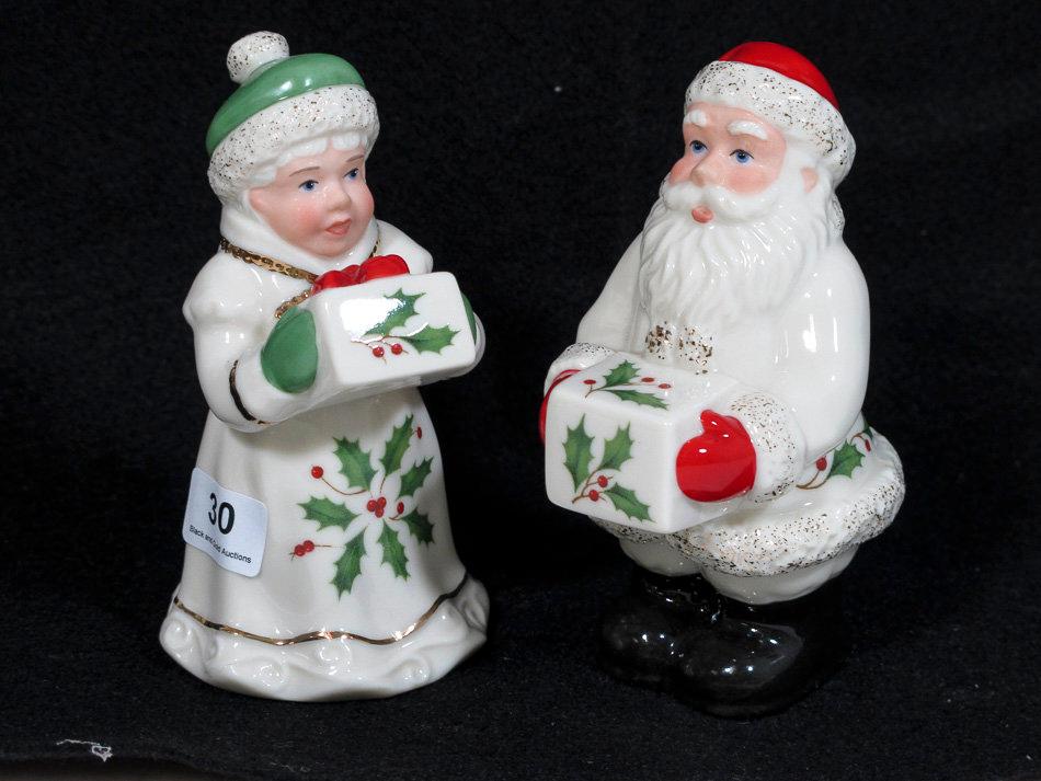 Lenox China Santa and Mrs. Claus Shakers