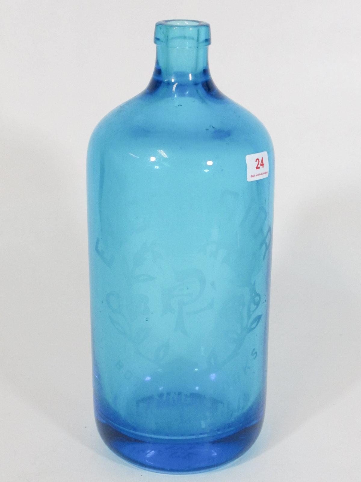 9" Blue Excelsior Bottle, Newark NJ