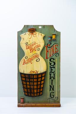 Painted wood Fine Sewing hanging sign