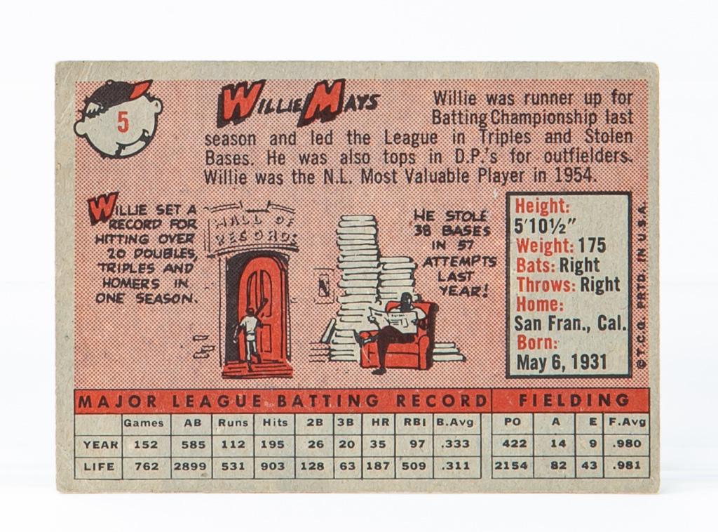 1958 Topps #5 Willie Mays (HOF)