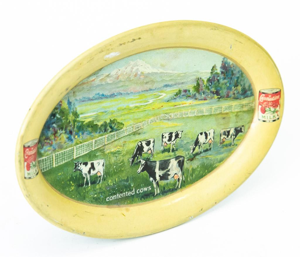 Carnation Milk oval advertising tip tray