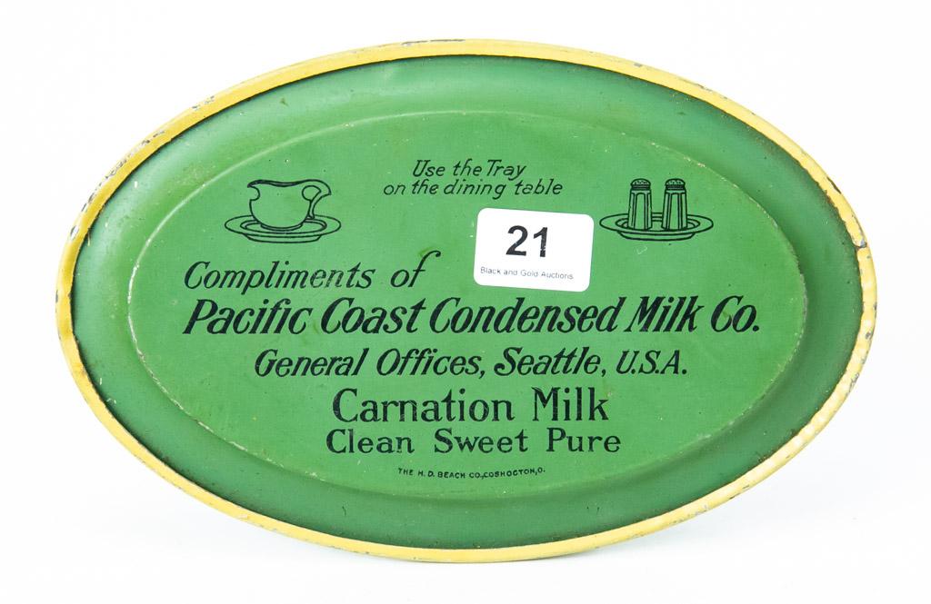 Carnation Milk oval advertising tip tray