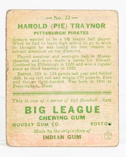 1933 Goudey #22 Pie Traynor (HOF)