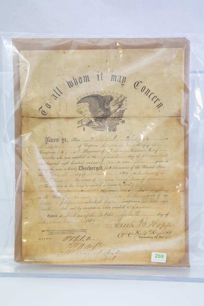 Original Civil War Discharge Papers