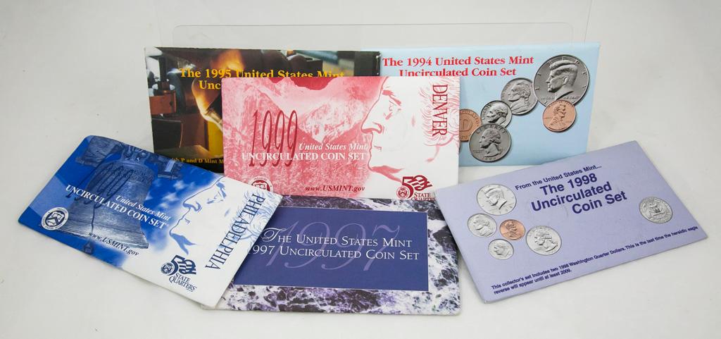 5 1990's U.S. Mint Uncirculated sets