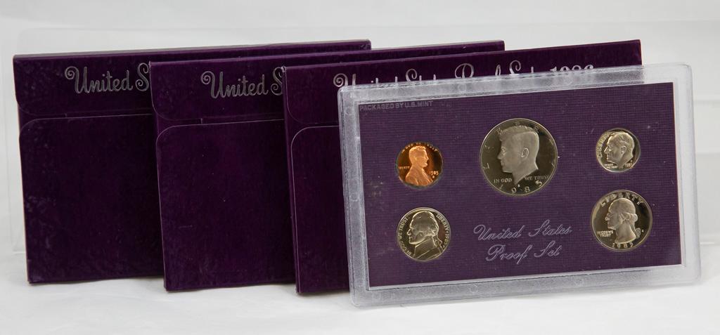 4 1980's U.S. Proof sets