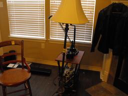 Floor Lamp, Small Table, & Cords