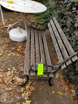 Metal Patio Table & Wooden Bench