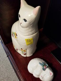 Cat Cookie Jar & Figurine