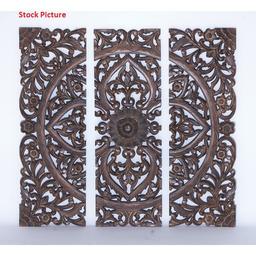 Modern Wood Wall Panel with Dark Finish Set of 3