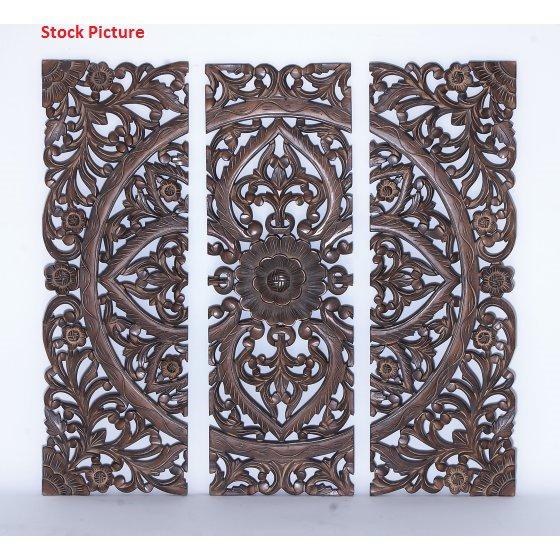 Modern Wood Wall Panel with Dark Finish Set of 3