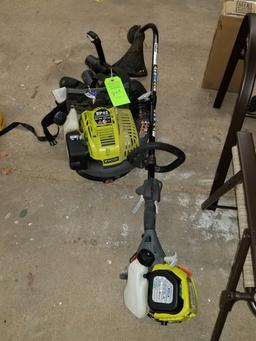 Ryobi Backpack Blower & Ryobi Weed Trimmer