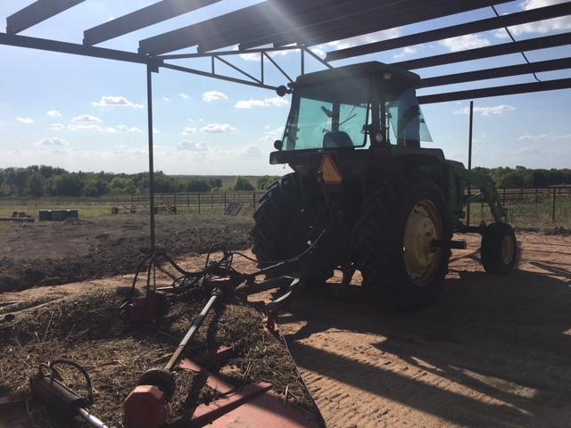 John Deere 4440 Cab Air Heat, Front End Loader With Bucket And Hay Fork