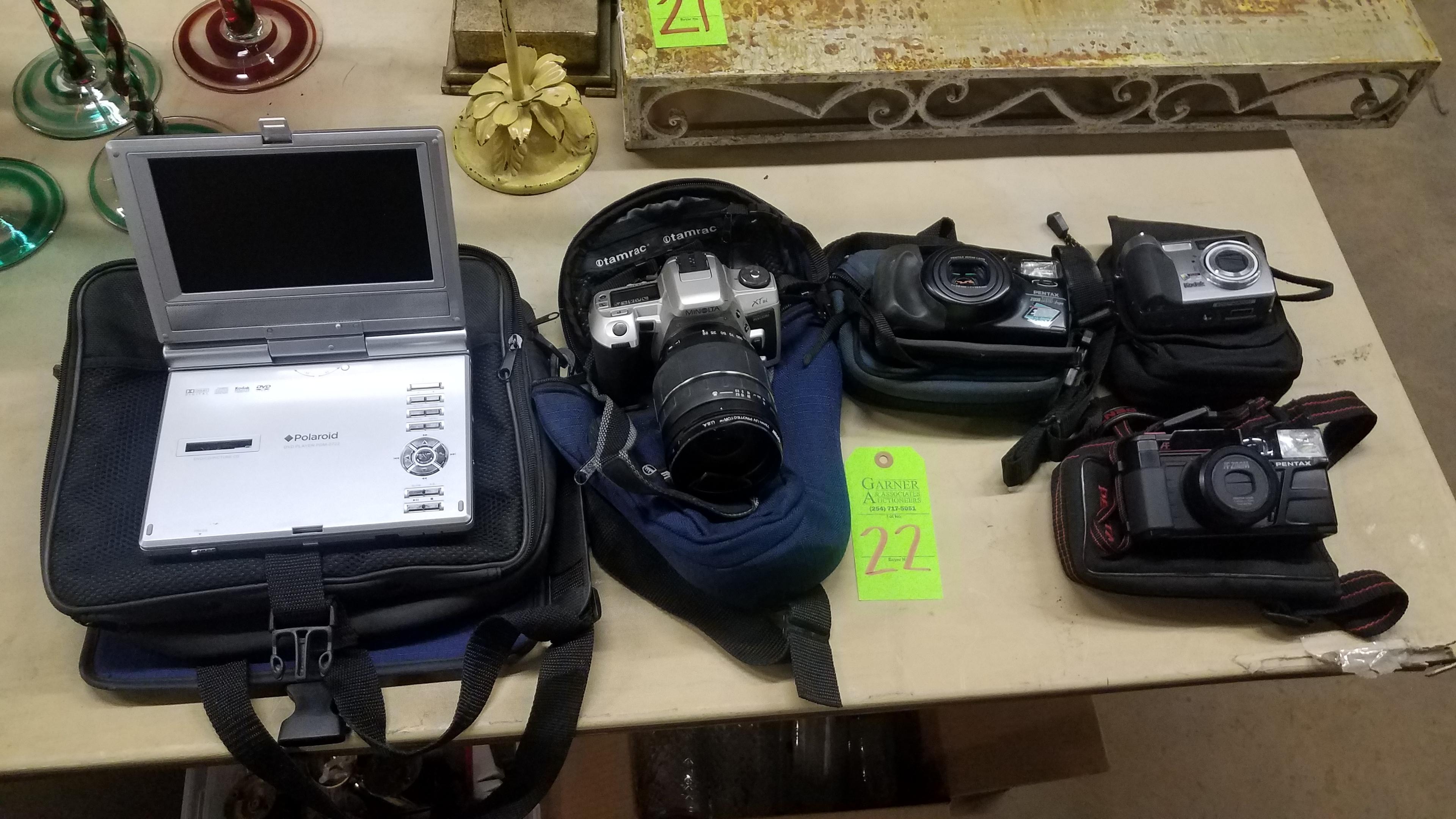 Lot Of Cameras And Polaroid Dvd Player