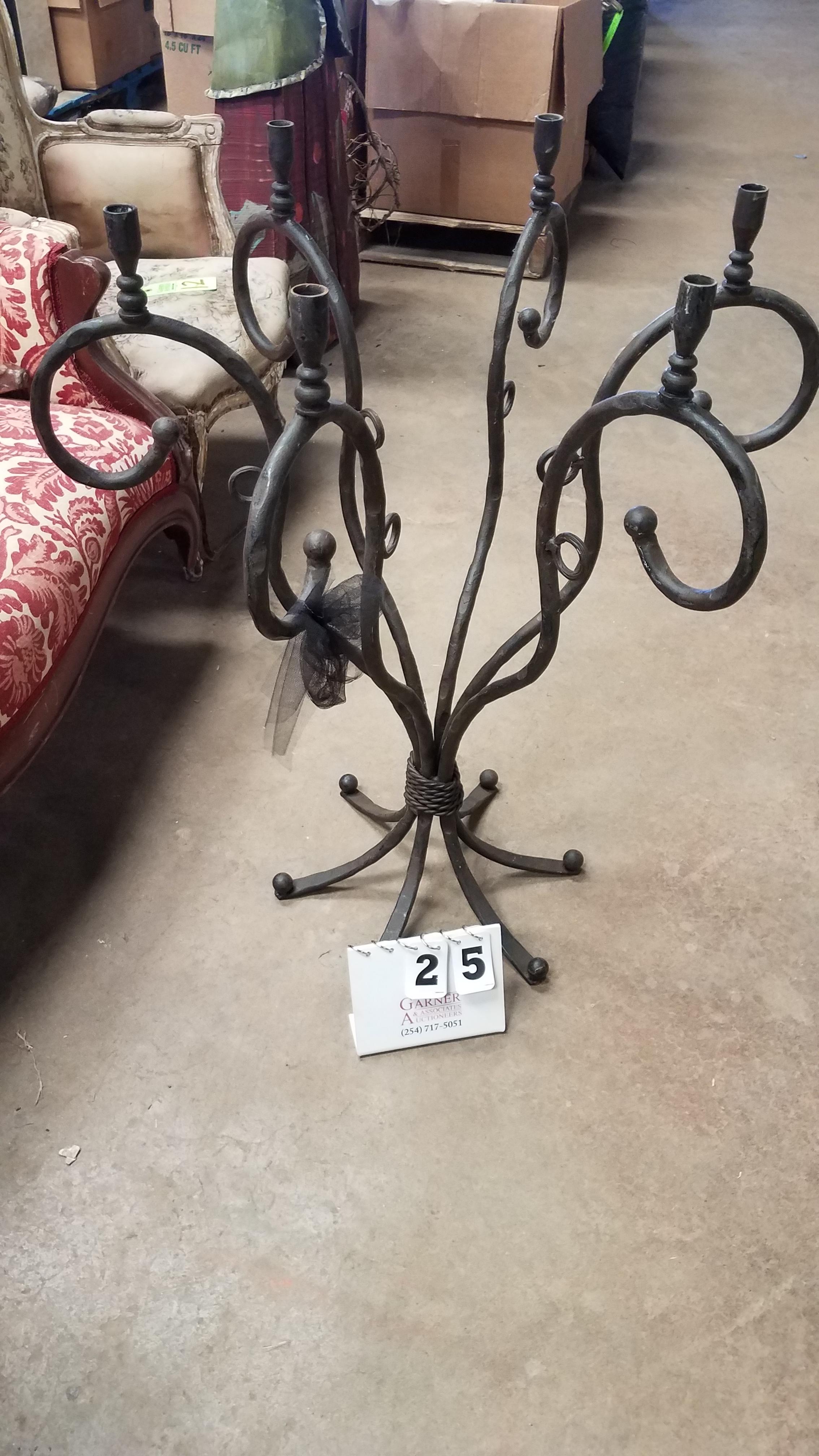 Large Candelabra, 2 Wall Hangings, And Wooden Tray