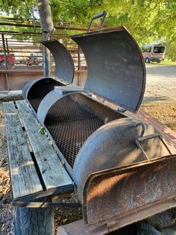 Barrel Smoker On Trailer With Ball Hitch