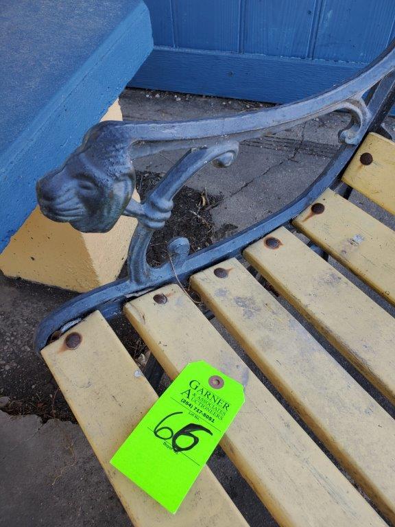 Park Bench with Lion Heads on the Arms