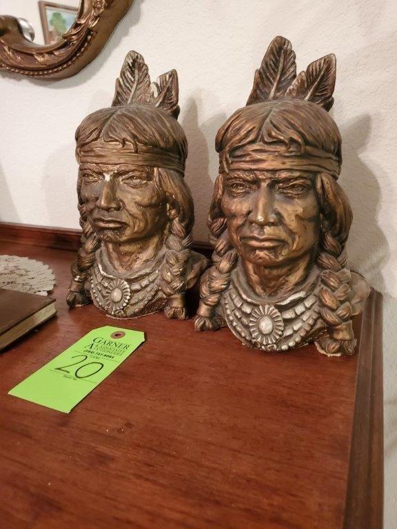 Indian Head Bookends & Horse Bookends