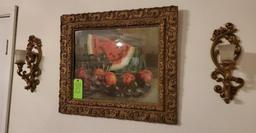 Fruit Picture & 2 Wall Sconces