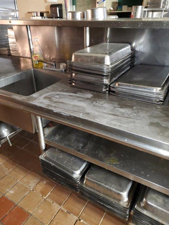 SS Prep Table with Middle Sink, Bun Pan Rack, Undershelves, and Top Shelf