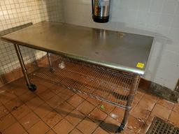 Stainless Steel Table with Wheels & Bottom Rack