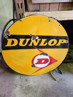 Yellow Dunlop Porcelain Double Sided Sign