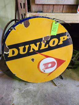 Yellow Dunlop Porcelain Double Sided Sign