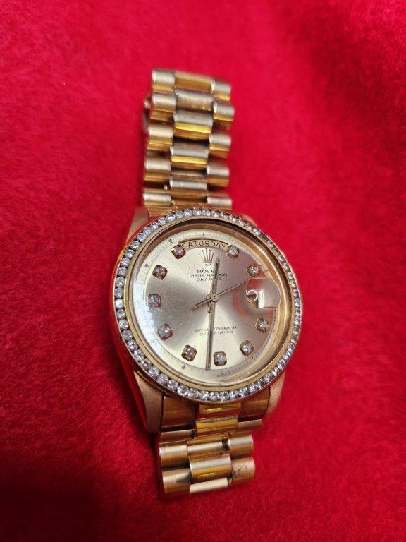 Rolex Presidential Wrist Watch Model 1803, Serial # 5207898, 1.50 ct. Total Weight