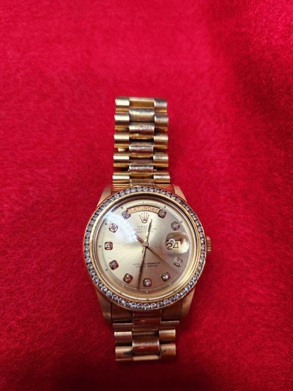 Rolex Presidential Wrist Watch Model 1803, Serial # 5207898, 1.50 ct. Total Weight