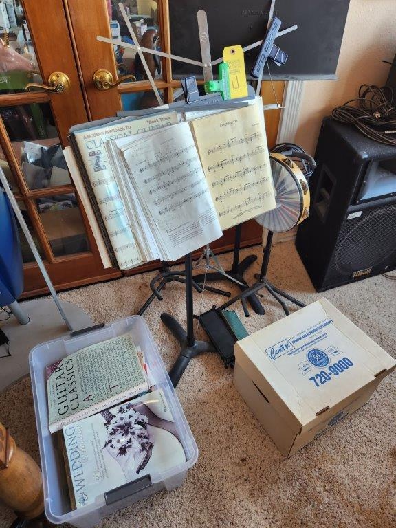 Music Stands, Tambourine, Guitar Foot Stools, Music Books, & Misc.