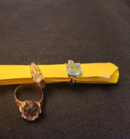 3 Rings 2- 14kt Gold Rings & 1 Aquamarine