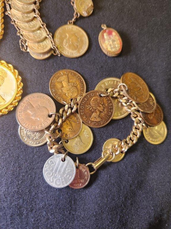 Coin Jewelry 2 Necklaces & 2 Bracelets