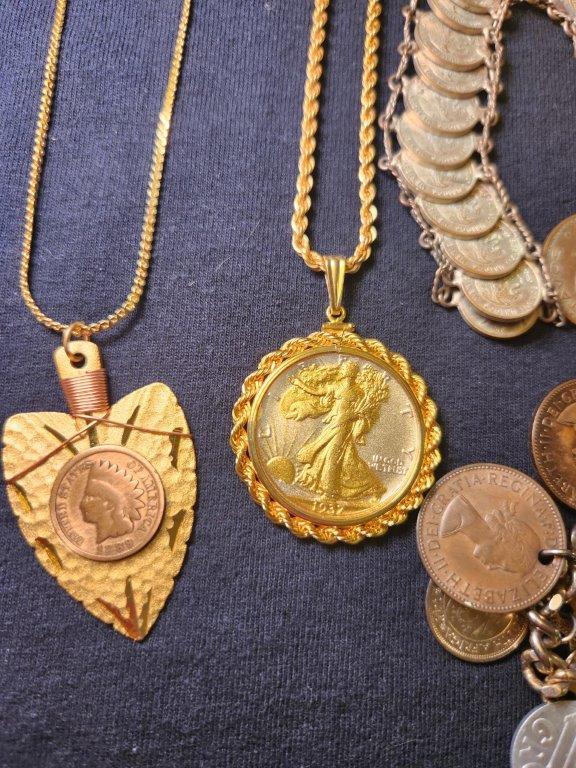 Coin Jewelry 2 Necklaces & 2 Bracelets