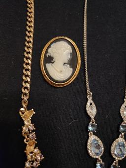 Costume Jewelry - Brooch & 2 Necklaces