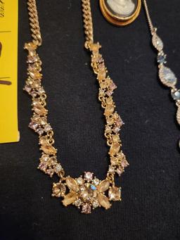 Costume Jewelry - Brooch & 2 Necklaces