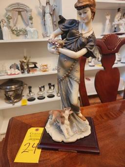 Fineart Collection Art Deco Woman & Dog Resin Statue