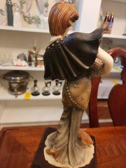 Fineart Collection Art Deco Woman & Dog Resin Statue