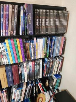 Shelf, DVDs, VHS Tapes, CDs, & Misc.